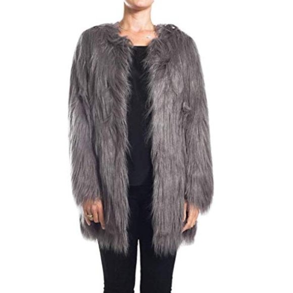 UNREAL FUR Women's Wanderlust Faux Fur Coat Slate - Picture 1 of 8